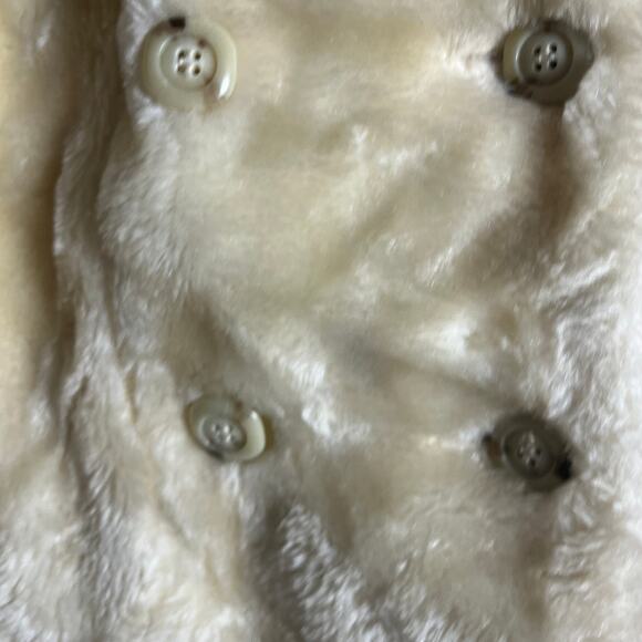 Vintage White Stag Cream Faux Fur Double Breasted Pea Coat Size 10 - Picture 6 of 9